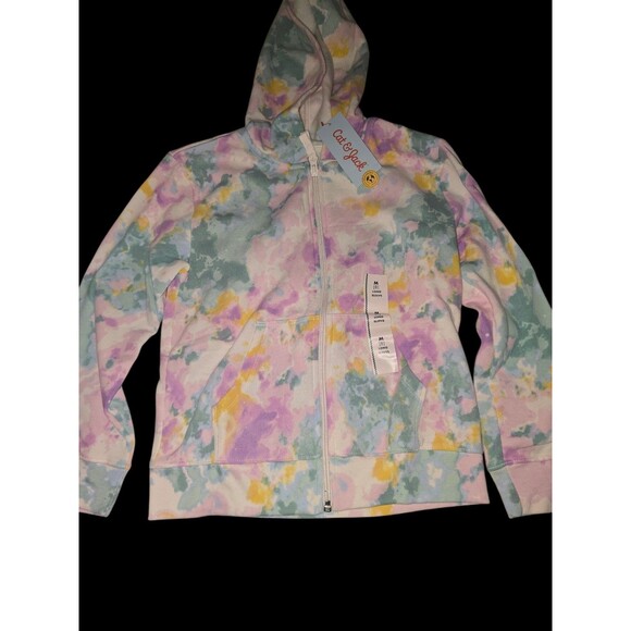 Cat & Jack Other - Cat & Jack Girls Tie Dye Zip Up Fleece Hoodie Sweatshirt MEDIUM (8) Pink Blue